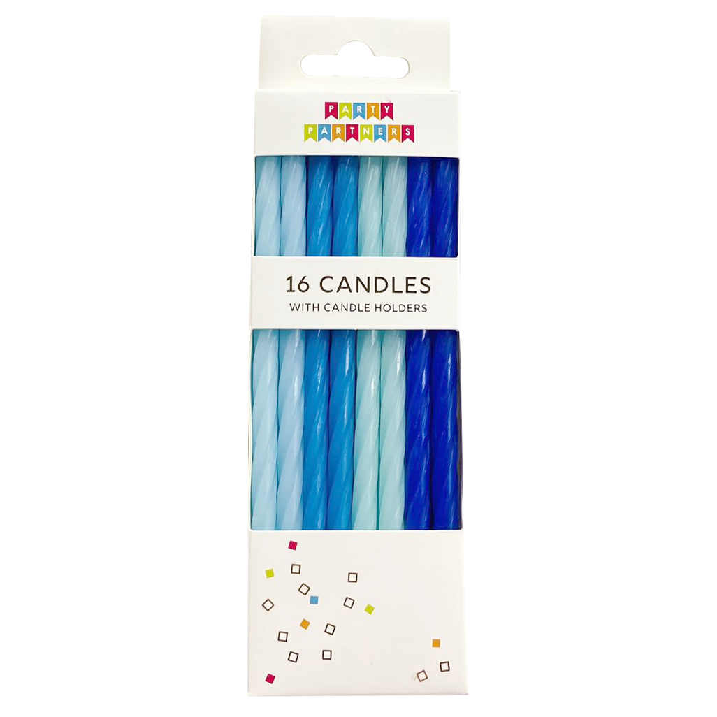 Candle Set - 16 Blue Spiral